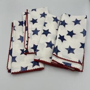 Pier 1 Imports Cloth Napkins July 4th Memorial Day Patriotic 100% Cotton Set 4